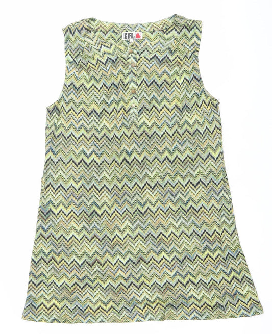Chelsea Girl Women’s Multicoloured Chevron Shift Dress Size 16 Sleeveless Retro