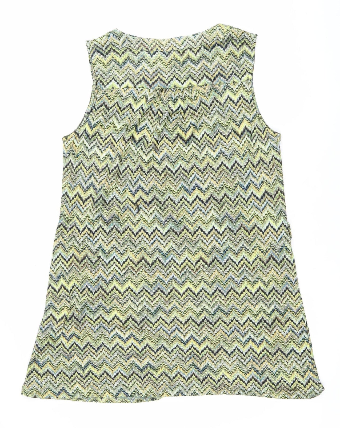 Chelsea Girl Women’s Multicoloured Chevron Shift Dress Size 16 Sleeveless Retro