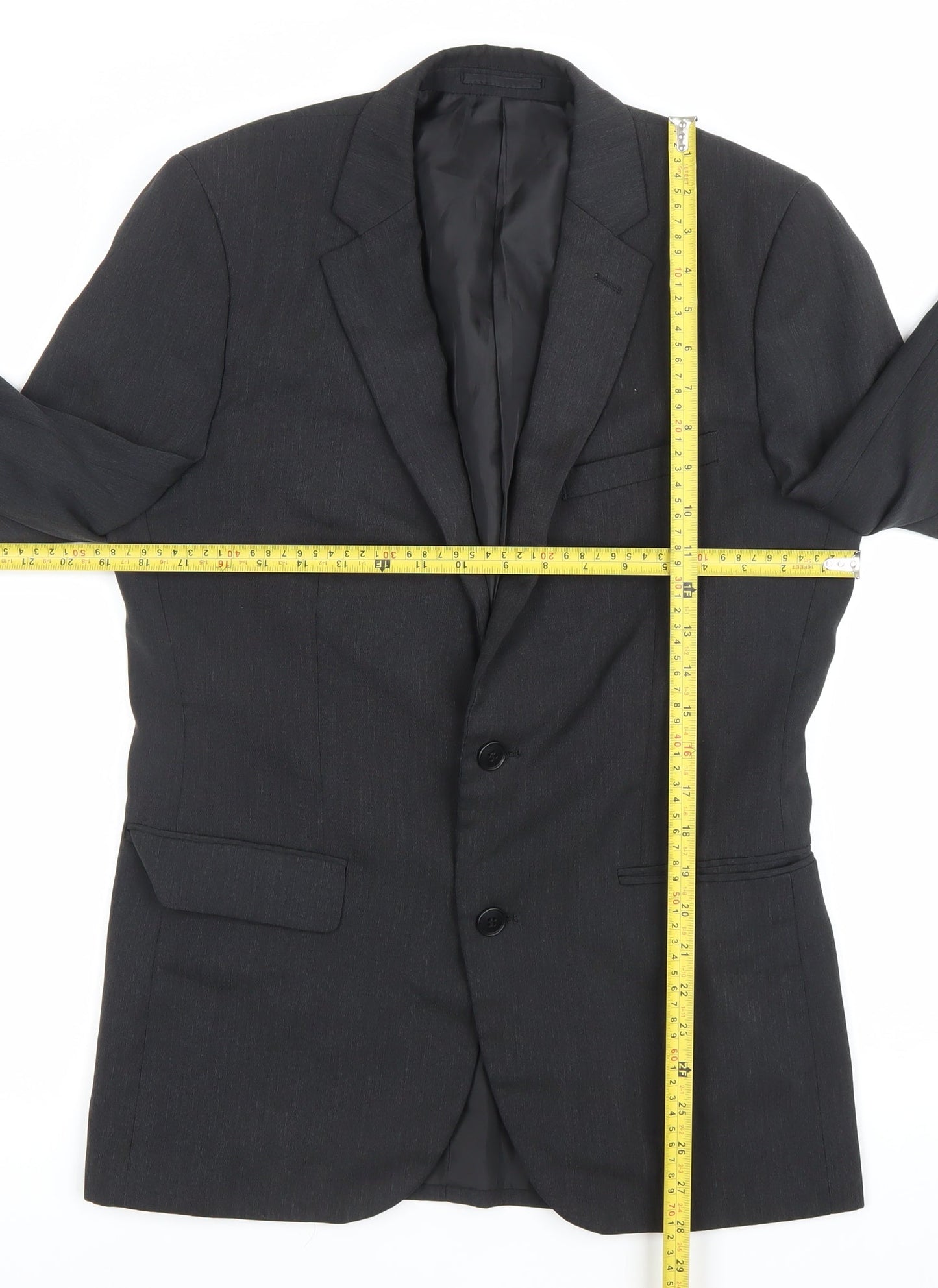 Fellini Traveller Men's Grey 36R Blazer Jacket Single-Breasted