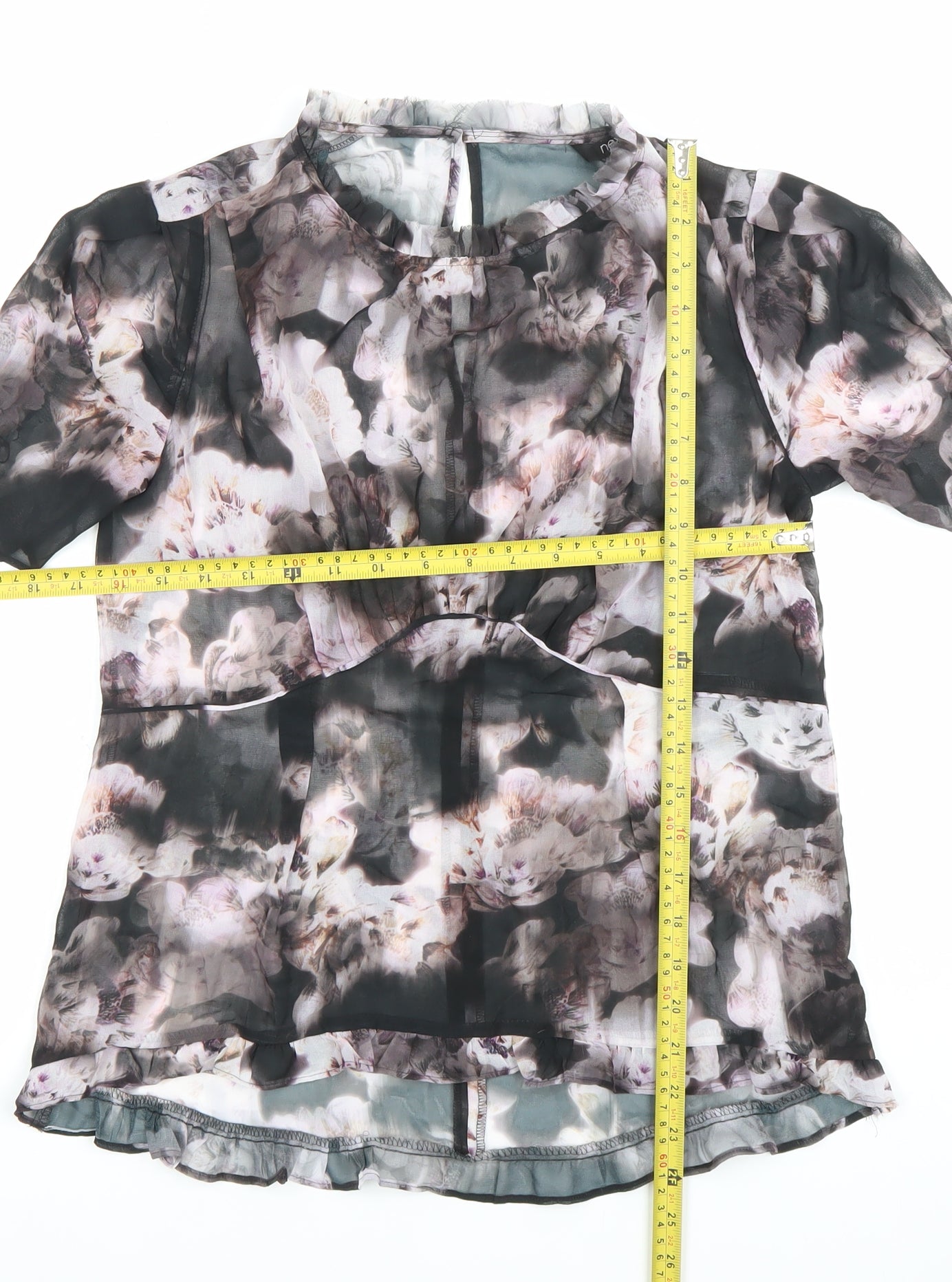 Next Womens Floral Sheer Chiffon Blouse Size 8 Multicoloured Tunic