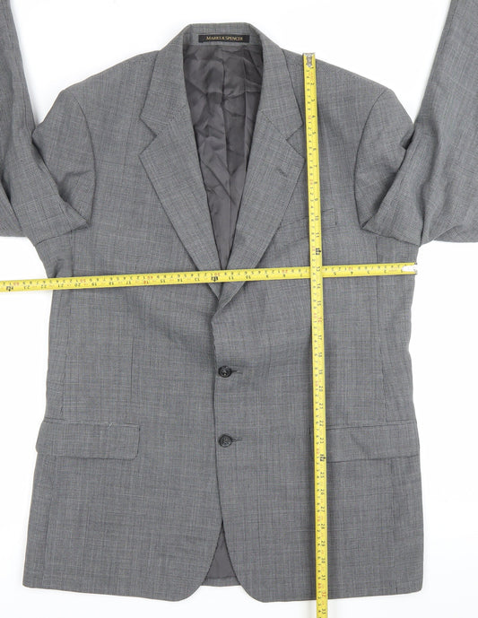 Marks and Spencer Men's Grey 42L Wool Blend Blazer Jacket Classic Fit