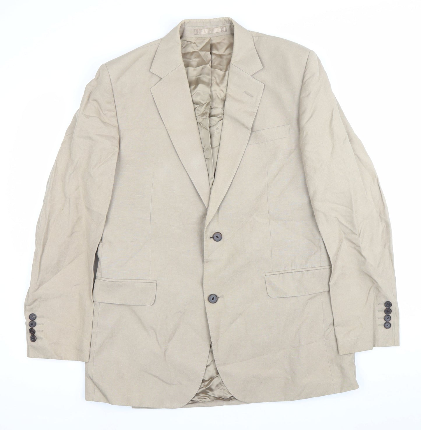 Jaeger Men's Beige Linen Silk Blazer Jacket 40R Regular Fit