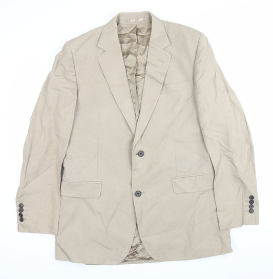 Jaeger Men's Beige Linen Silk Blazer Jacket 40R Regular Fit