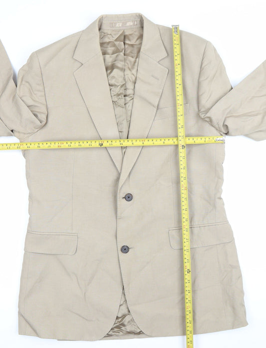 Jaeger Men's Beige Linen Silk Blazer Jacket 40R Regular Fit