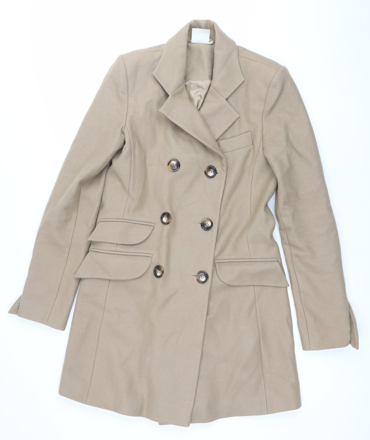 ASOS Women’s Beige Wool Blend Pea Coat UK 8 Mid-Length Classic