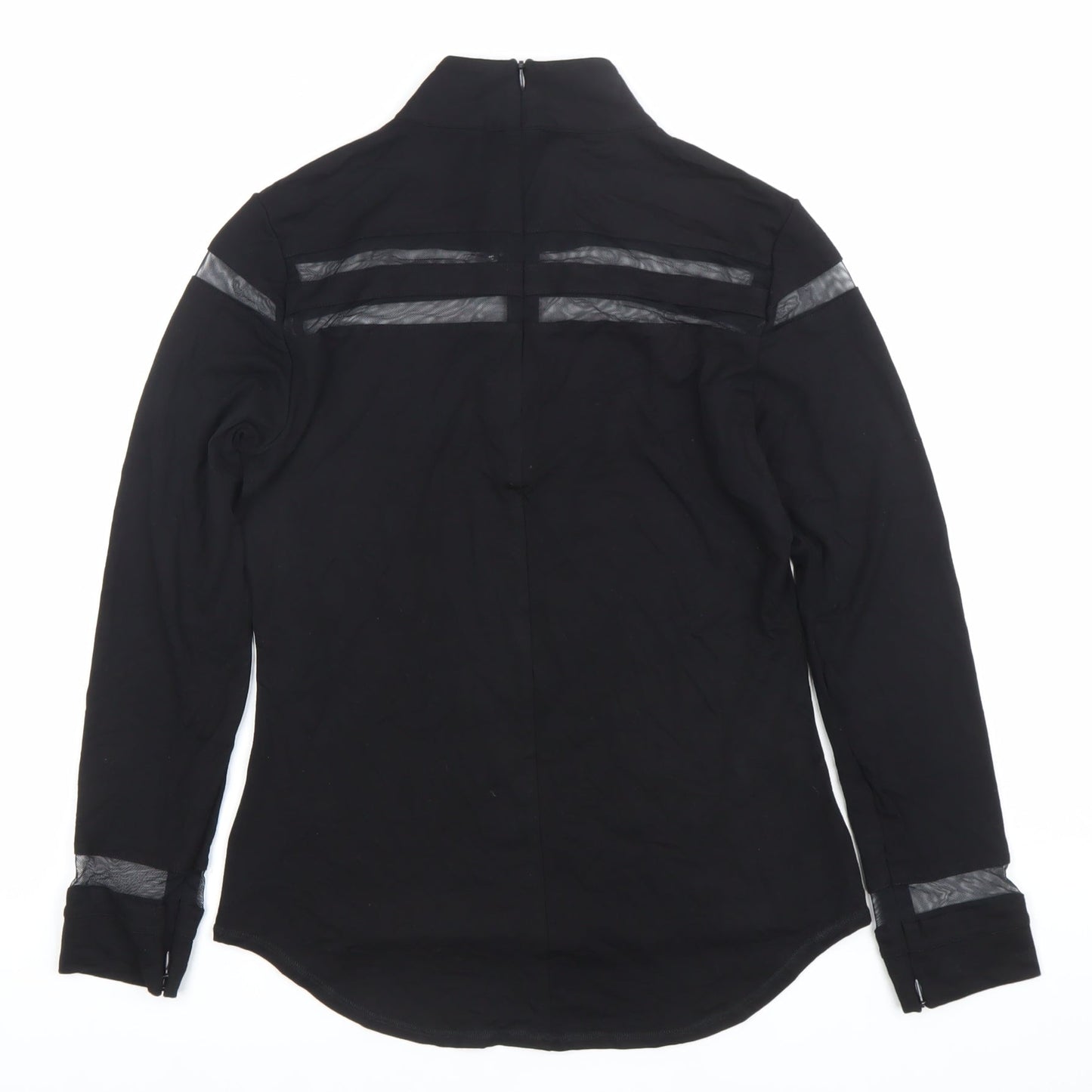 Karen Millen Womens Black Size 10 Mock Neck Long Sleeve Slim Blouse