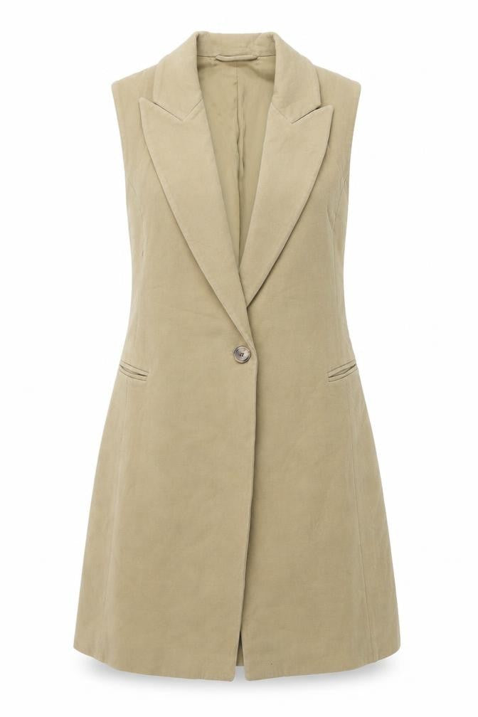 & Other Stories Women’s Beige Mid-Length Waistcoat Size 8