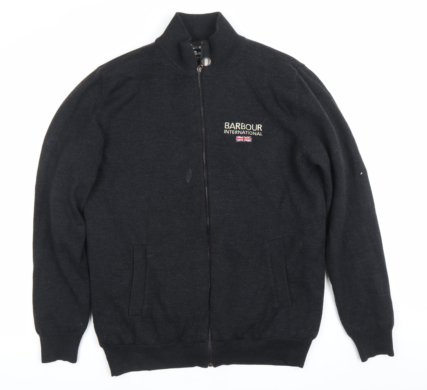 Barbour Men’s Black Wool Full Zip Jacket Size S Casual Knitwear