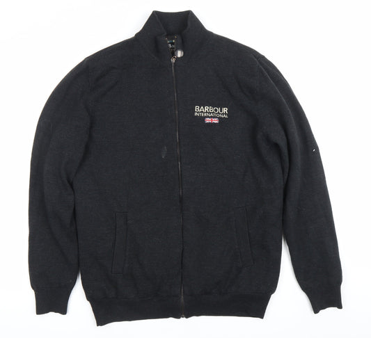 Barbour Men’s Black Wool Full Zip Jacket Size S Casual Knitwear