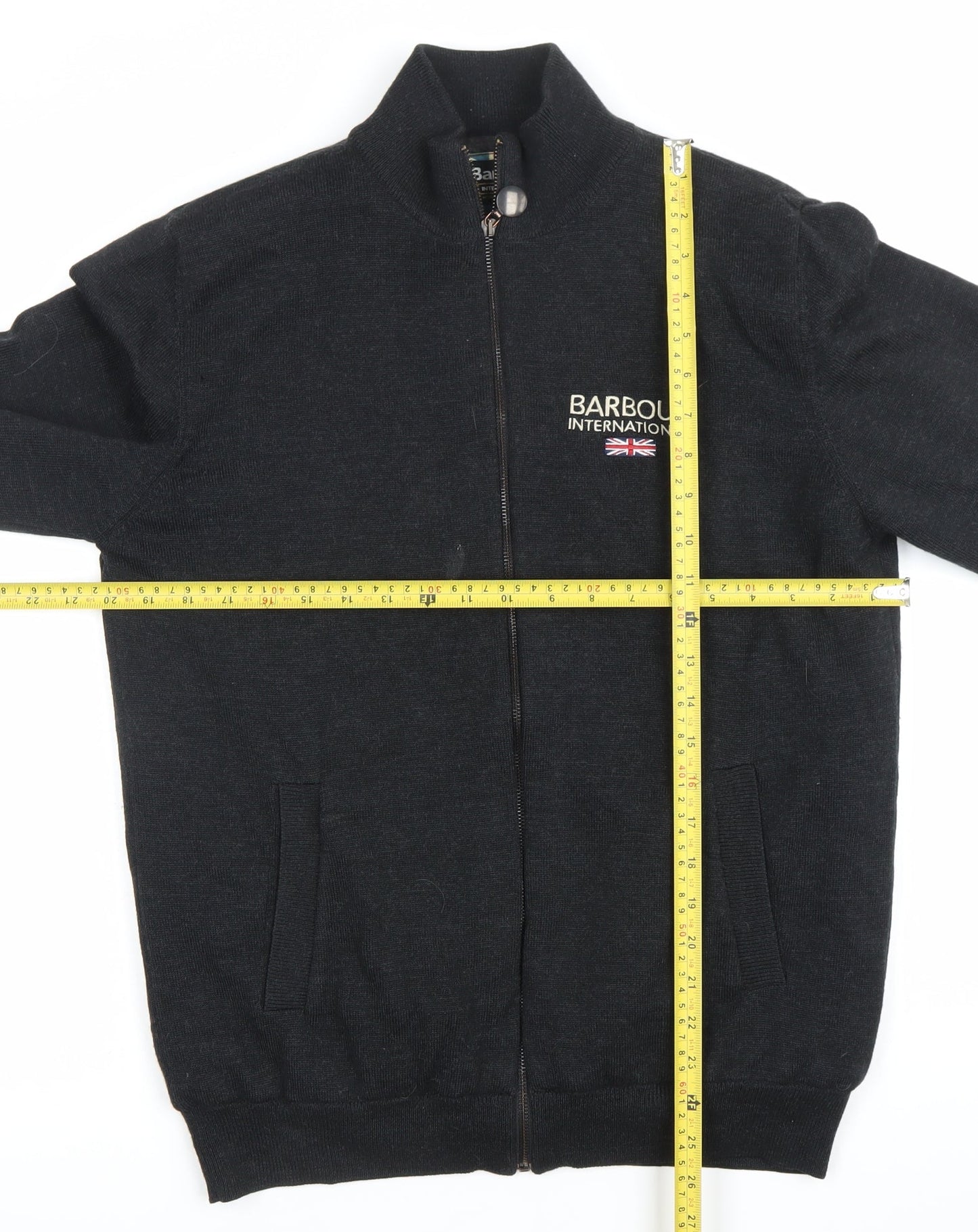 Barbour Men’s Black Wool Full Zip Jacket Size S Casual Knitwear
