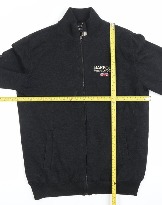 Barbour Men’s Black Wool Full Zip Jacket Size S Casual Knitwear