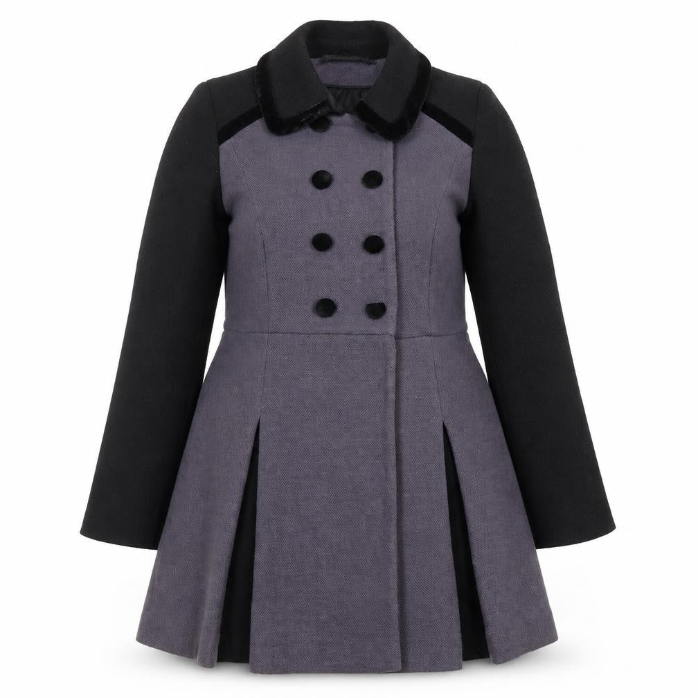 Sugarhill Boutique Women’s Grey Black Pea Coat UK 16 Double Breasted