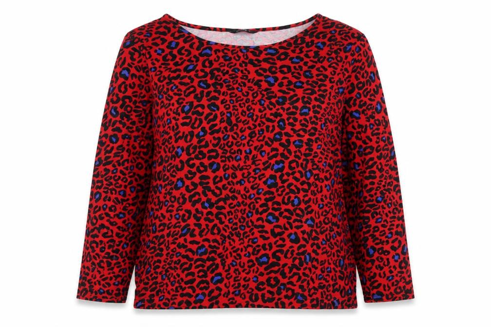 Roman Women’s Red Animal Print Tunic Top Size 14 Long Sleeve