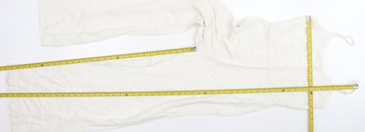H&M Women Ivory Viscose Sleeveless Wide-Leg Jumpsuit Size 6