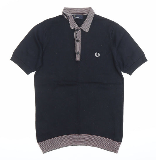 Fred Perry Men’s Black Cotton Polo Shirt Size S Regular Fit