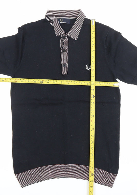 Fred Perry Men’s Black Cotton Polo Shirt Size S Regular Fit