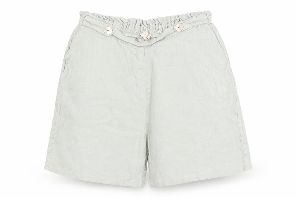 Mus & Bombon Women’s Grey Linen Paperbag Shorts S Relaxed Fit