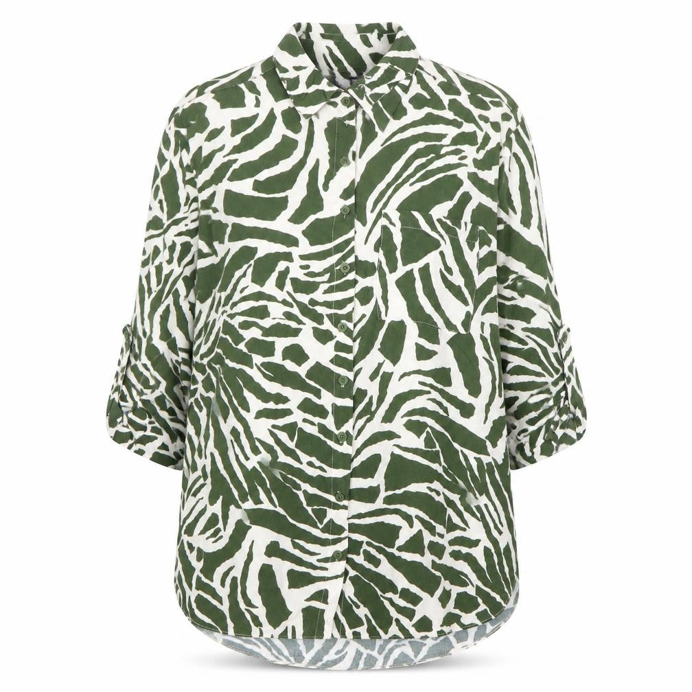New Look Womens Green Animal Print Button-Up Shirt UK 10