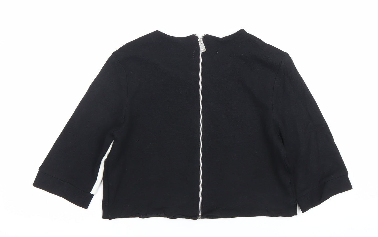 River Island Womens Black White Colourblock Cropped Blouse Size 10