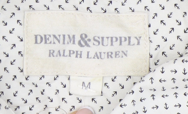 Ralph Lauren Men’s White Nautical Print M Short Sleeve Button-Up Shirt