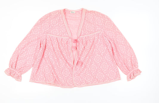 Hanro Women’s Pink Lace Floral Blouse Tunic Top Size S Vintage Romantic