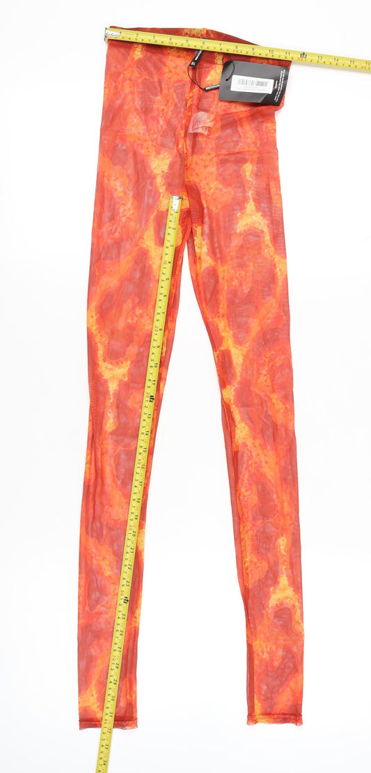 PrettyLittleThing Women’s Orange Mesh Leggings Size 4 High Rise