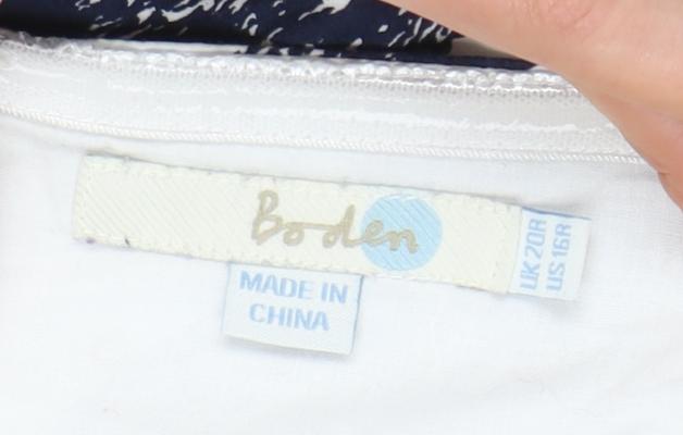 Boden Women’s Blue White Check Strapless A-Line Cotton Dress Size 20
