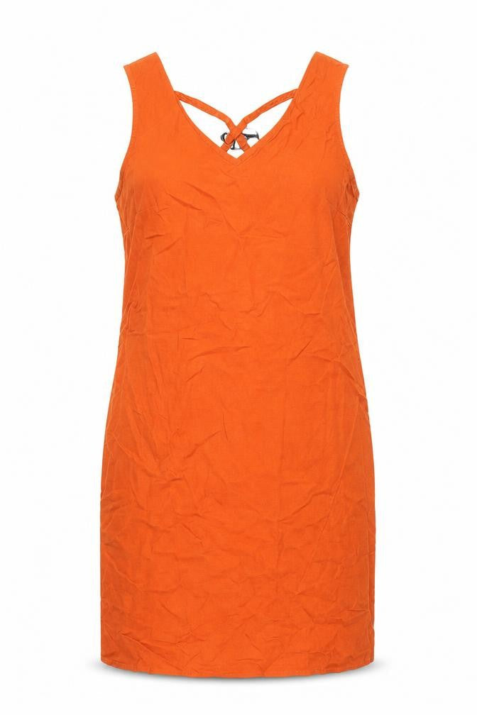 Threadbare Womens Orange Linen Blend Shift Dress Size 8 Sleeveless Summer