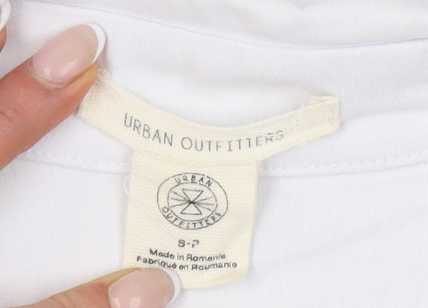 Urban Outfitters Women White Collared Cropped Blouse Size S Long Sleeve