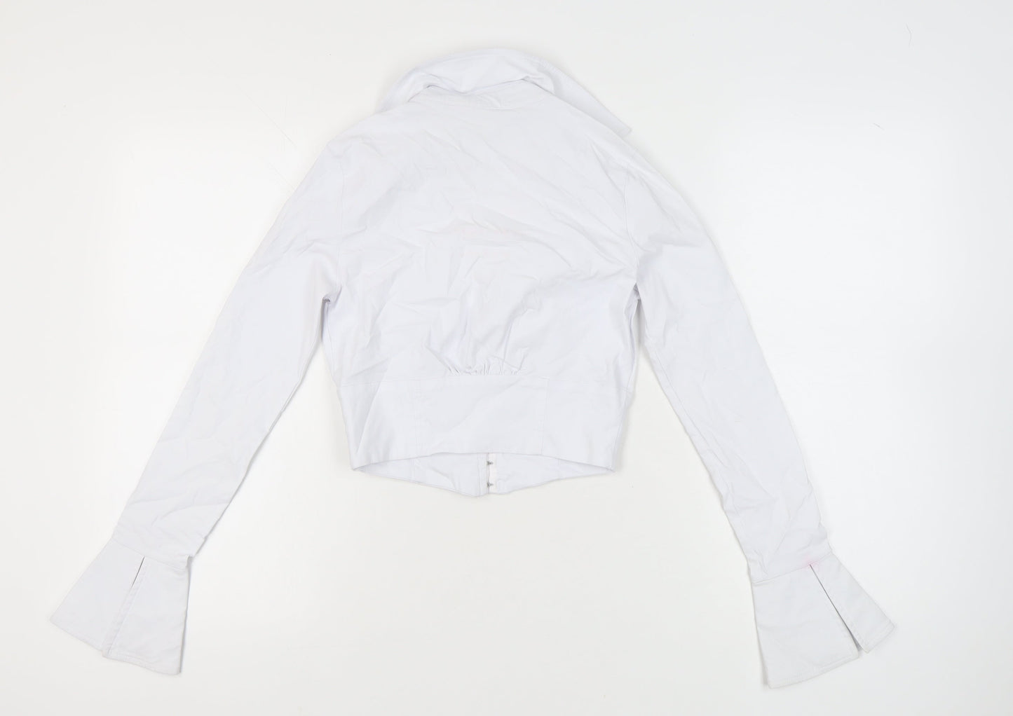 Urban Outfitters Women White Collared Cropped Blouse Size S Long Sleeve