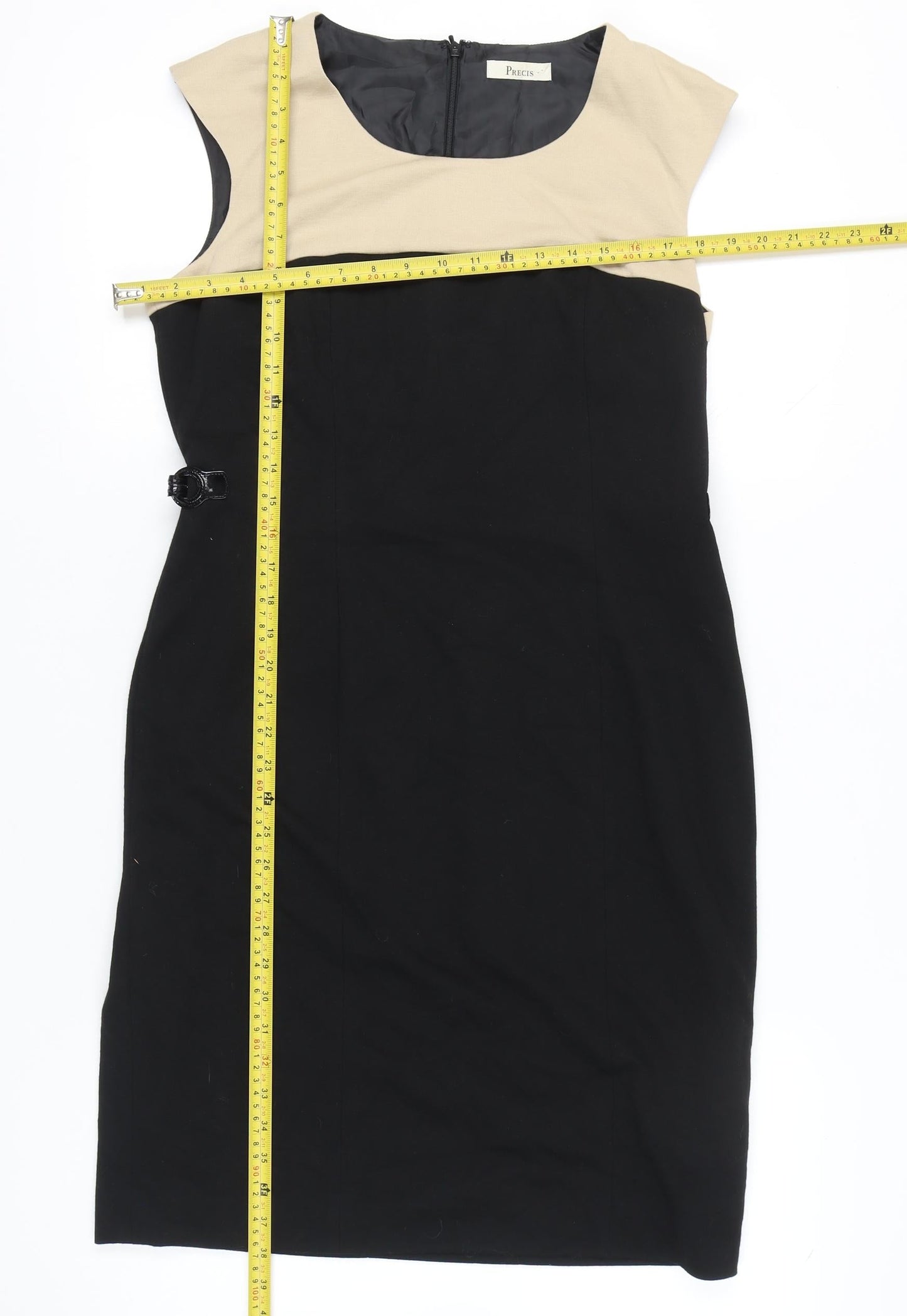 Precis Women’s Black Beige Colourblock Sheath Dress Size 14 Workwear