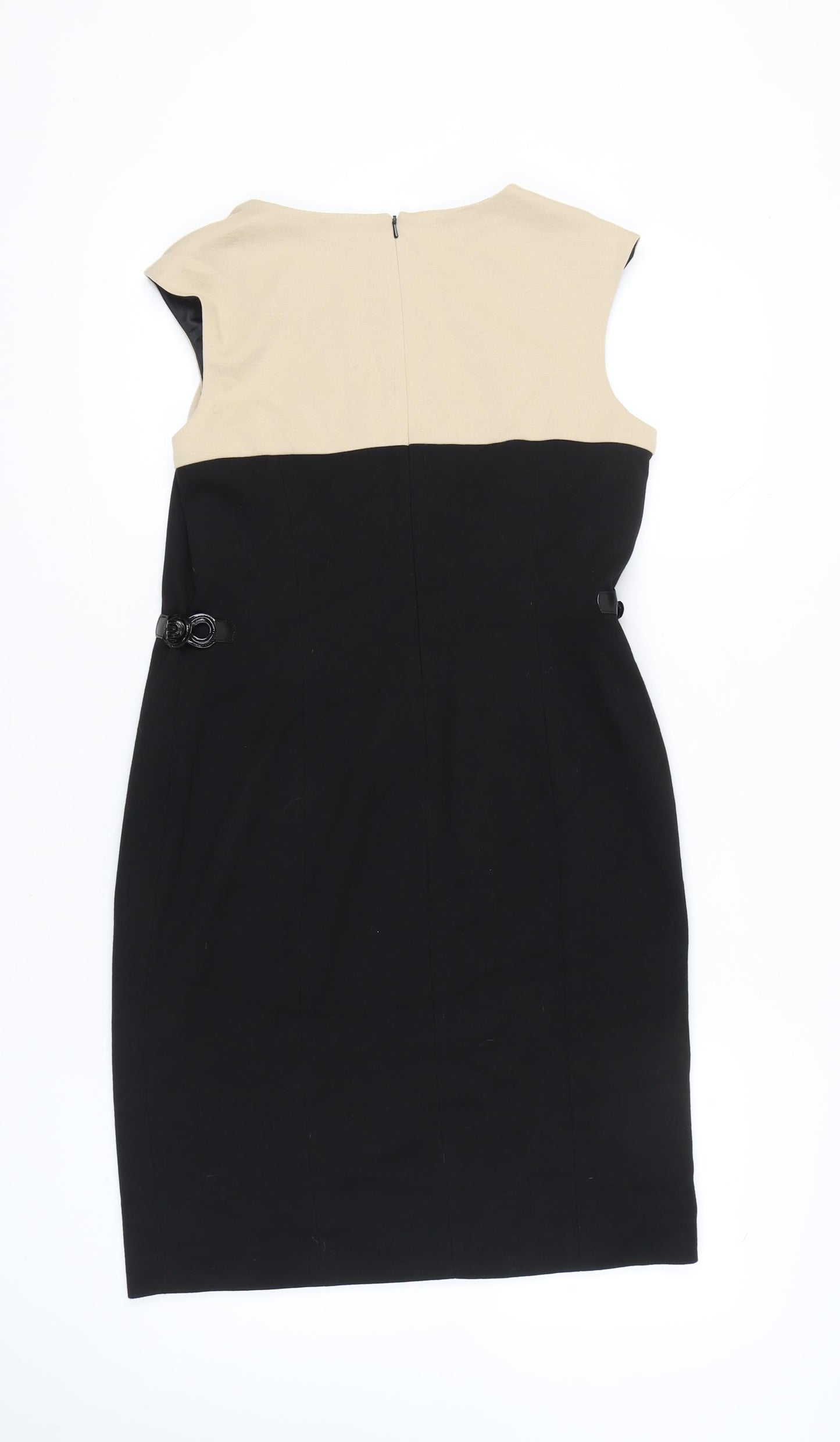 Precis Women’s Black Beige Colourblock Sheath Dress Size 14 Workwear