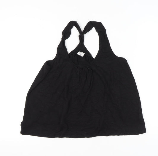 FatFace Womens Black Linen Tank Top Size 18 Scoop Neck Casual Summer