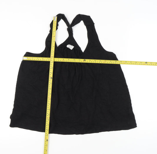 FatFace Womens Black Linen Tank Top Size 18 Scoop Neck Casual Summer