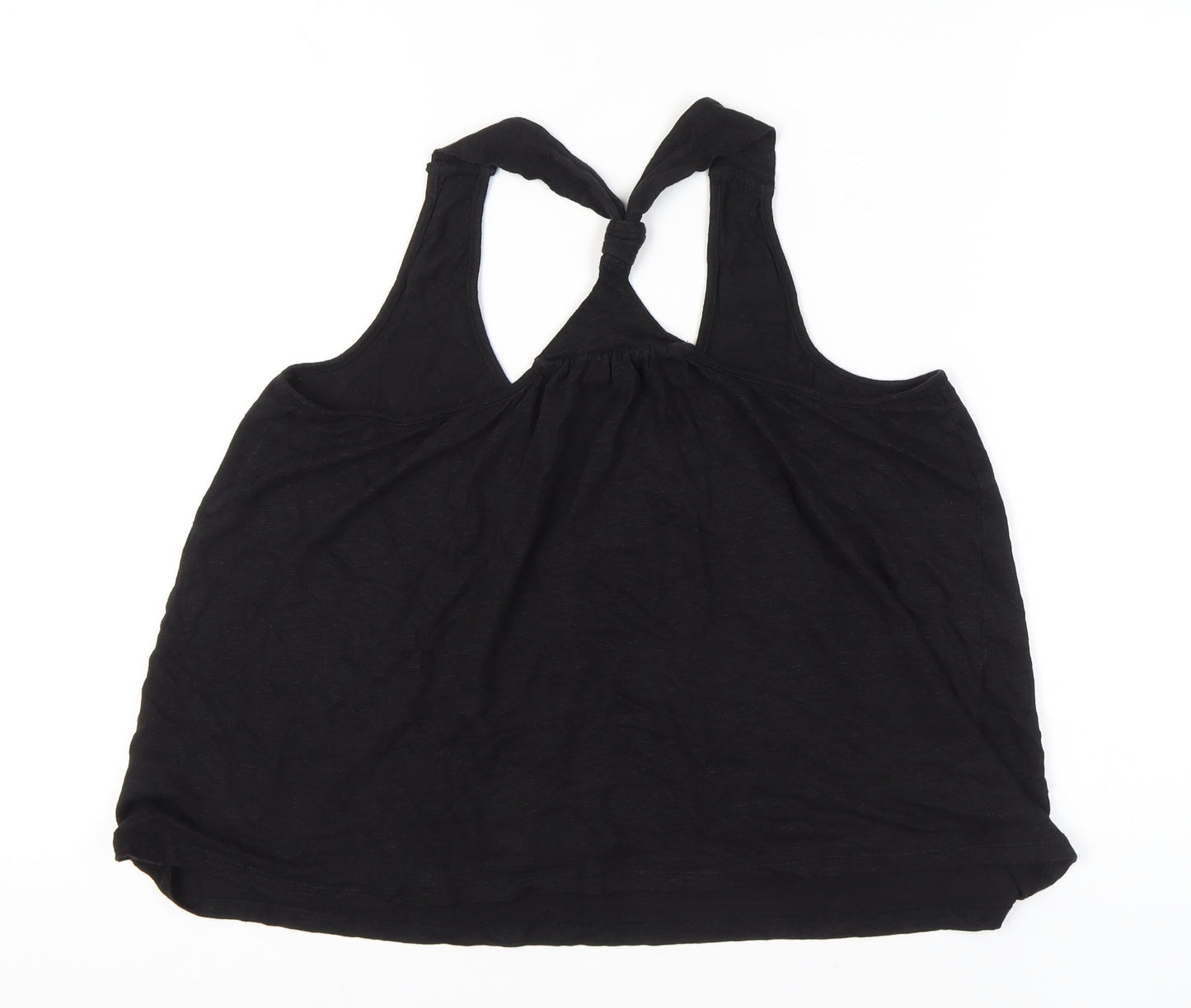 FatFace Womens Black Linen Tank Top Size 18 Scoop Neck Casual Summer
