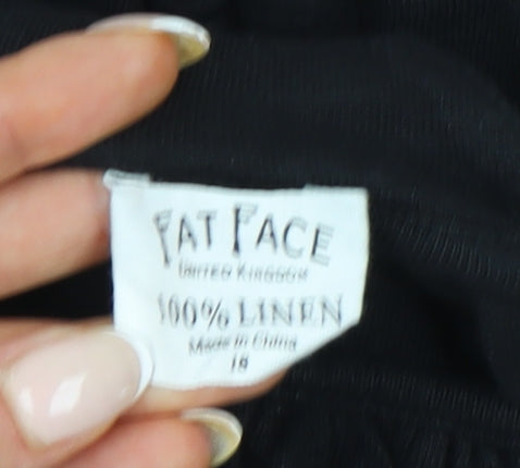FatFace Womens Black Linen Tank Top Size 18 Scoop Neck Casual Summer