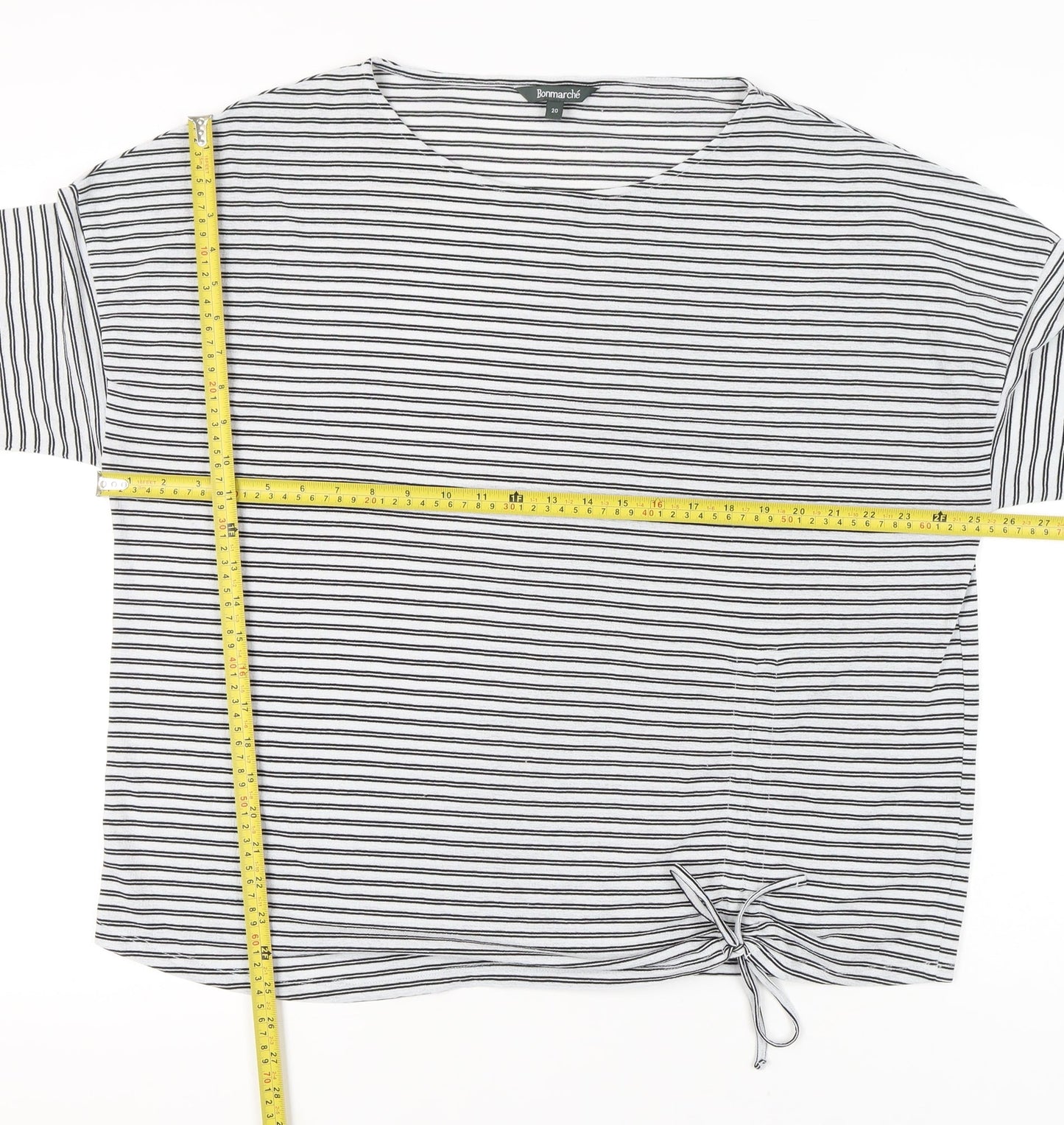 Bonmarché Women’s Black Stripe Relaxed Fit Jersey Top Size 20