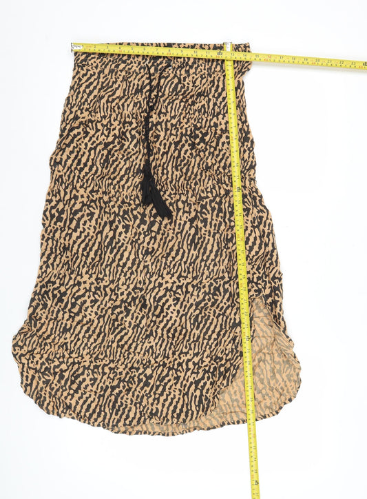 Anmol Women’s Beige Animal Print Wrap Skirt M Viscose Bohemian Style