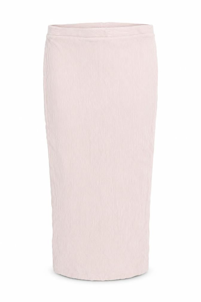 Front view of ASOS Women Pink, size 8, Midi Pencil Skirt Stretch Viscose Elastane
