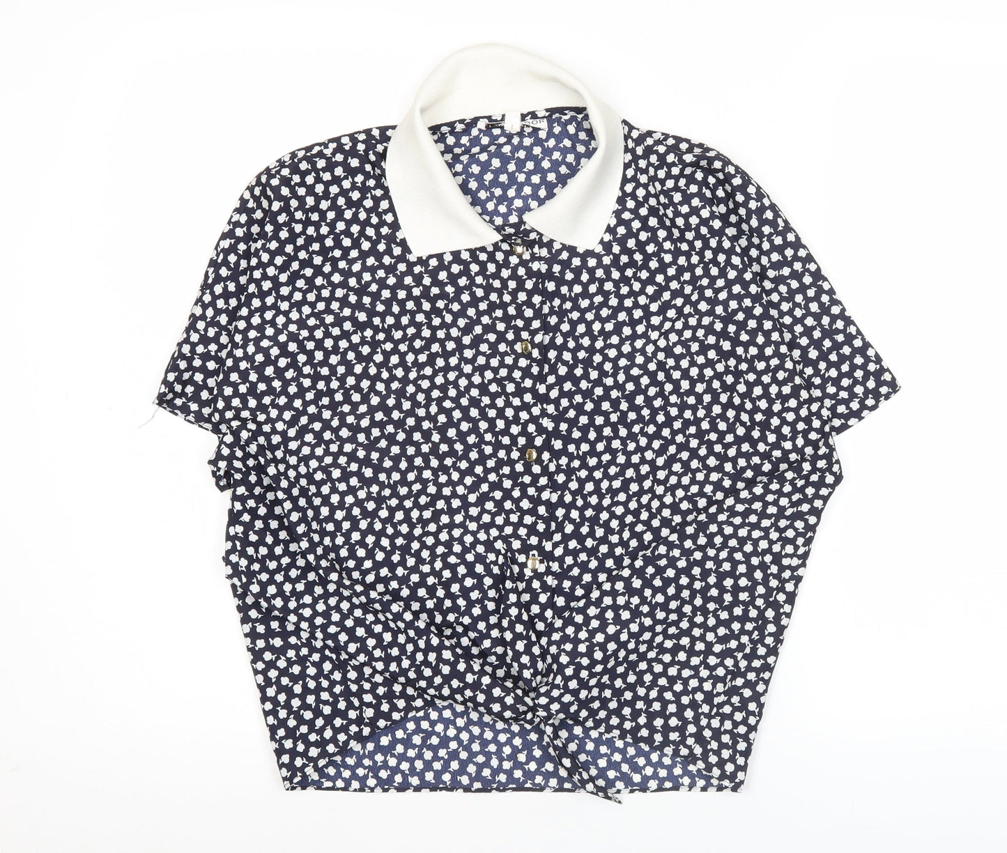 Windsmoor Women’s Blue Floral Collared Button-Up Shirt Size 16