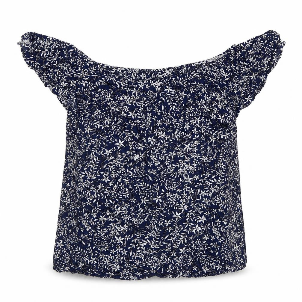 Natura Womens Blue Floral Rayon Off Shoulder Tunic Blouse S