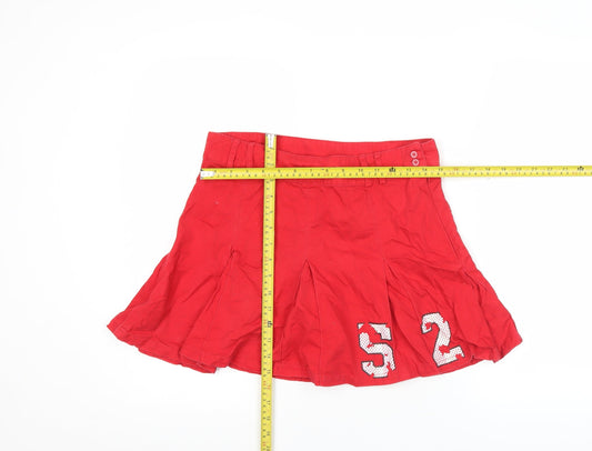 O'Neill Womens Red Sequin Logo Pleated Short Skirt Size S Casual