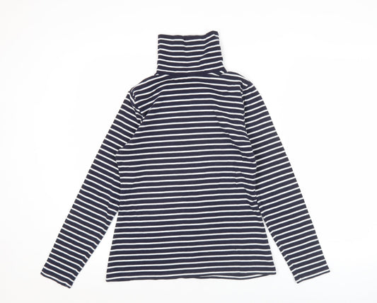 Boden Women’s Blue White Striped Roll Neck Long Sleeve T-Shirt M
