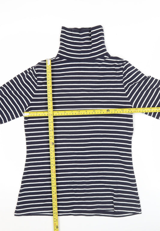 Boden Women’s Blue White Striped Roll Neck Long Sleeve T-Shirt M
