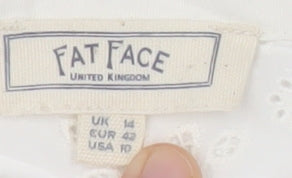 Fat Face Women White Cotton Embroidered Tunic Blouse Size 14