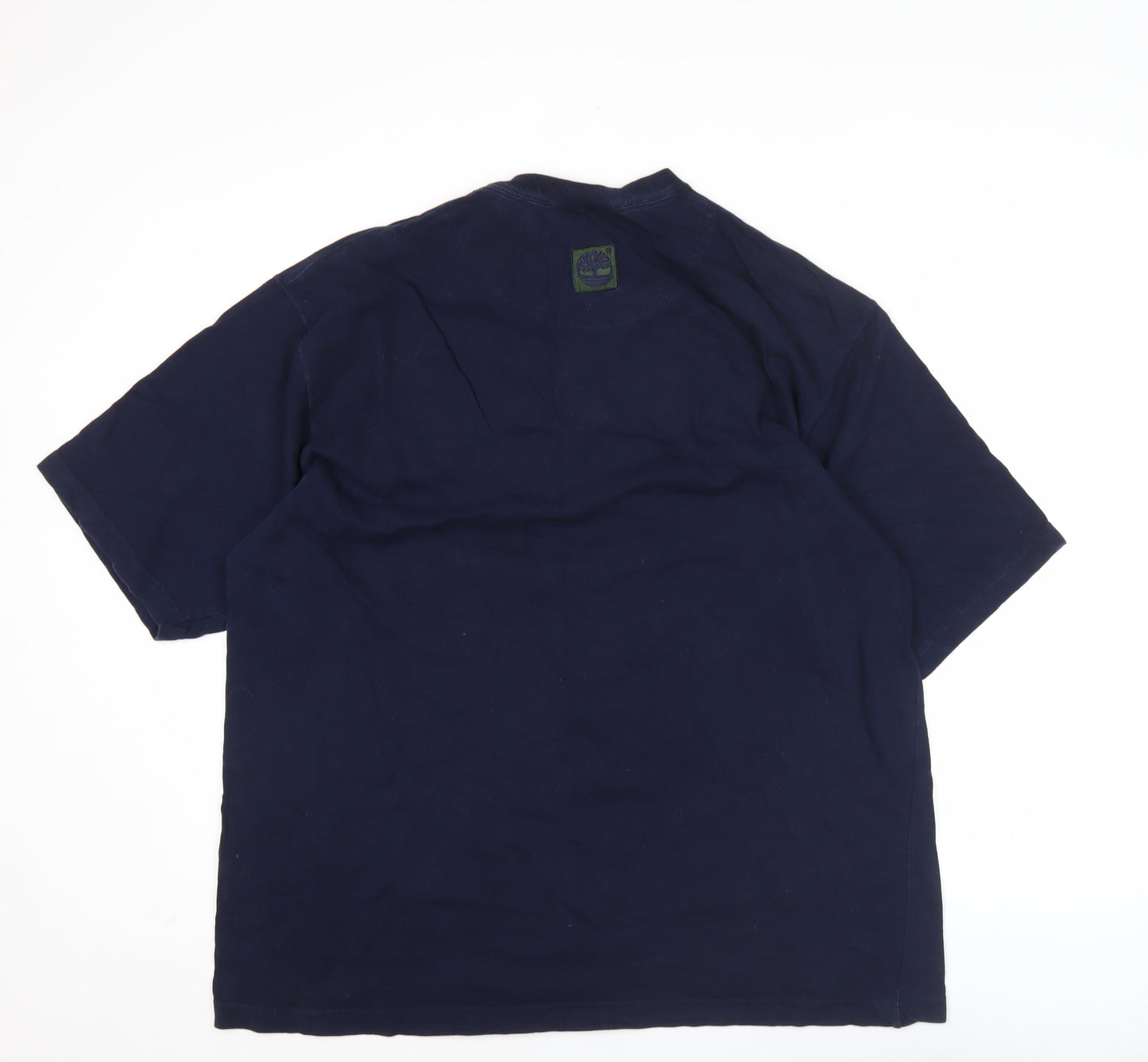 Timberland Men’s Blue Cotton Logo T-Shirt L Vintage Short Sleeve