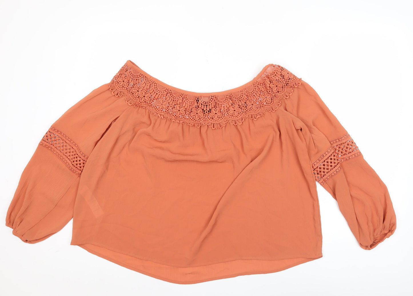 New Look Women’s Orange Crochet Off Shoulder Blouse UK 14