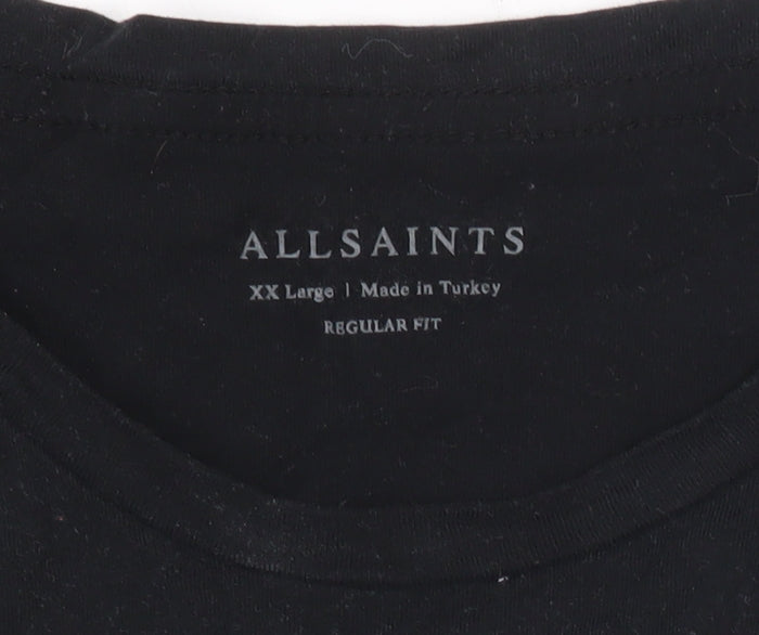AllSaints Men's Black 2XL Regular Fit Cotton Crew Neck T-Shirt