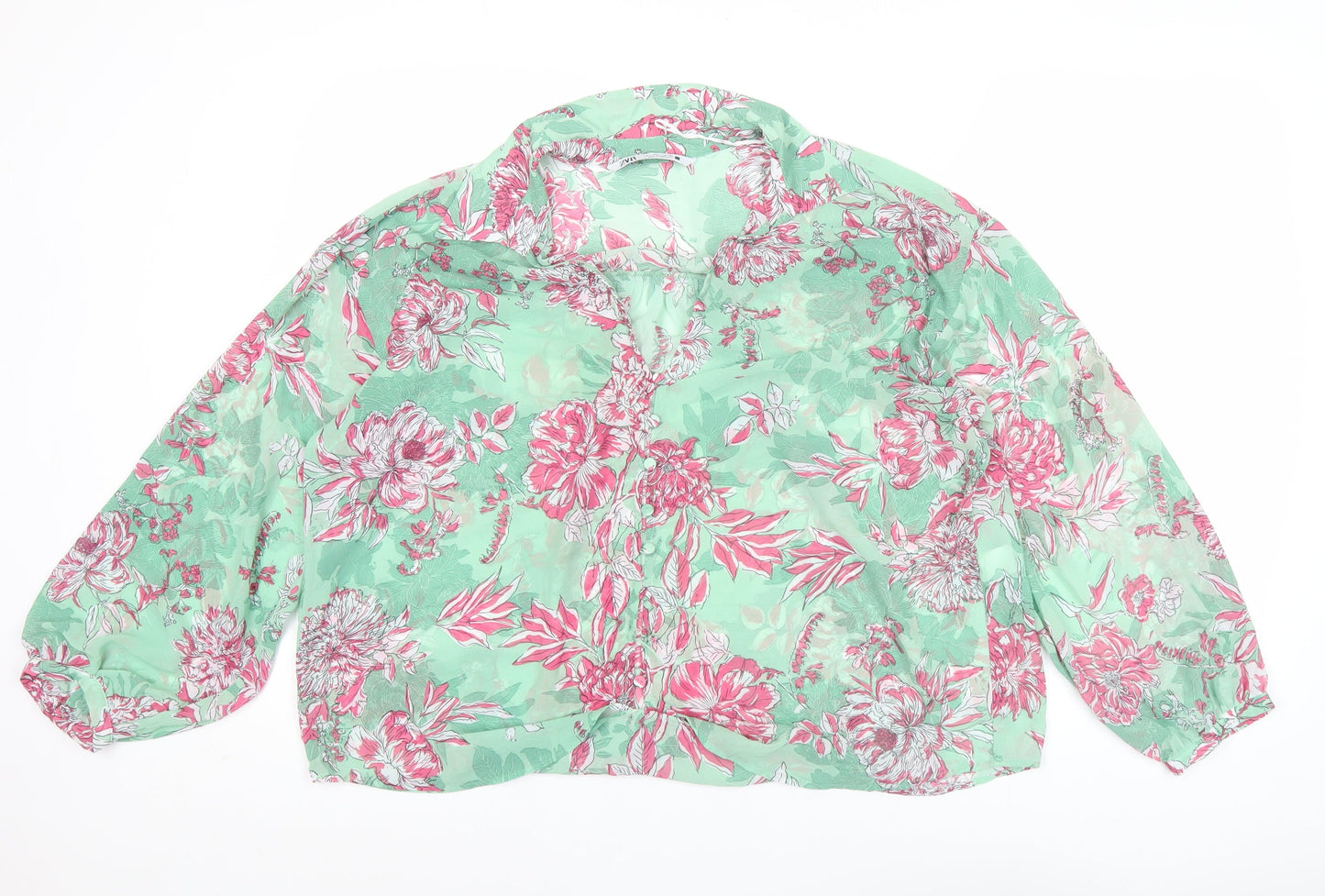 Zara Women’s Multicoloured Floral Chiffon Blouse Size L