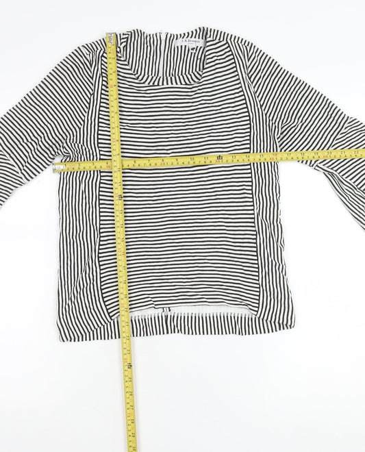 L.K.Bennett Women Black White Striped Tunic Blouse M